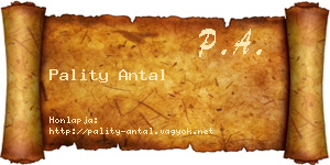 Pality Antal névjegykártya